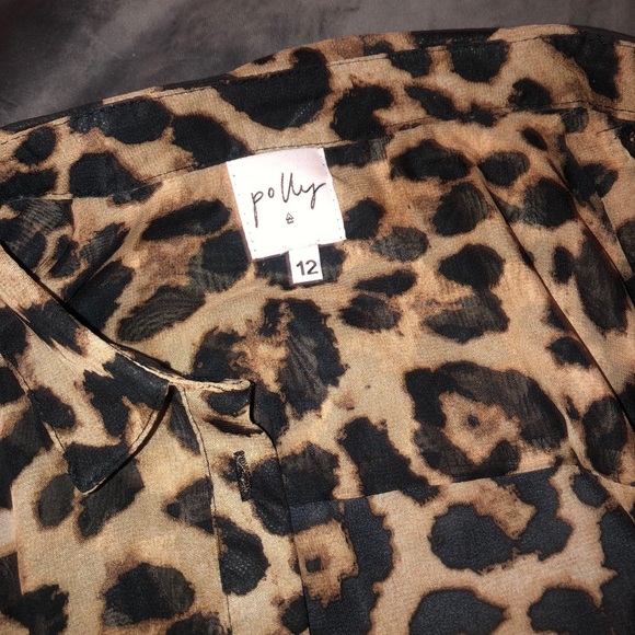 FINAL PRICE - Semi Sheer Leopard Print Button Up - Picture 2 of 2